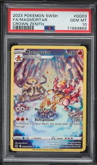 2023 #GG03 Full Art/Magmortar PSA 10 Sword and Shield Crown Zenith Pokemon