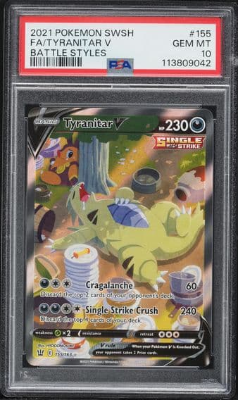2021 #155 Full Art/Tyranitar V PSA 10 Sword & Shield Battle Styles Pokemon
