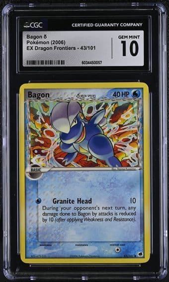 2006 #43 EX Dragon Frontiers - English Bagon Î´ Common CGC 10 Pokemon