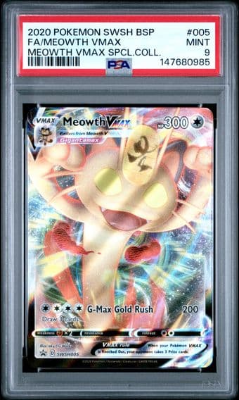 2020 #005 Full Art/Meowth Vmax PSA 9 Swsh Black Star Promo Pokemon
