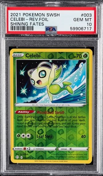 2021 #003 Celebi-Reverse Foil PSA 10 Sword & Shield Shining Fates Pokemon