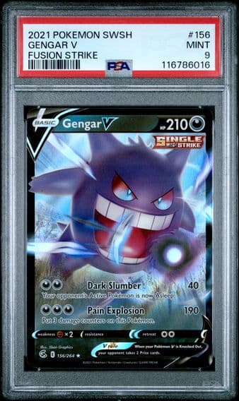 2021 #156 Gengar V PSA 9 Sword & Shield Fusion Strike Pokemon