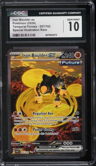 2024 #207 Iron Boulder EX CGC 10 Tef EN-Temporal Forces Pokemon