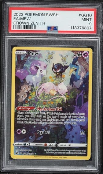 2023 #GG10 Full Art/Mew PSA 9 Sword and Shield Crown Zenith Pokemon