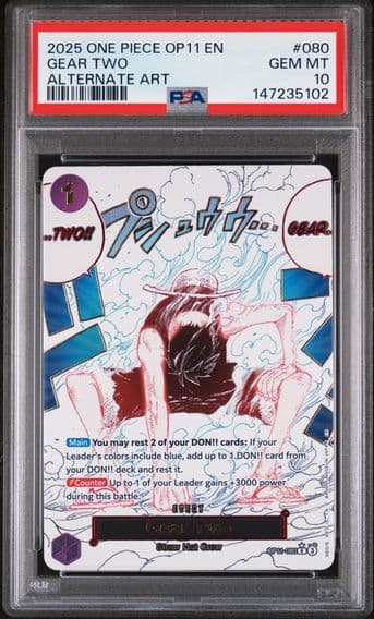 2025 #080 Gear Two Alternate Art PSA 10 OP11-A Fist of Divine Speed One Piece