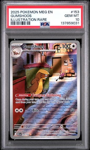 2025 #153 Gumshoos PSA 10 Meg EN-Mega Evolution Pokemon