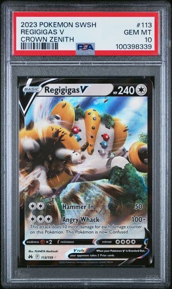 2023 #113 Regigigas V PSA 10 Sword and Shield Crown Zenith Pokemon