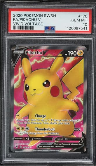 2020 #170 Full Art/Pikachu V PSA 10 Sword & Shield Vivid Voltage Pokemon