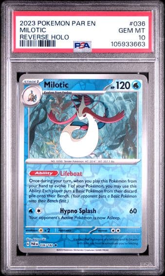 2023 #036 MILOTIC PSA 10 POKEMON PAR EN-PARADOX RIFT | REVERSE HOLO
