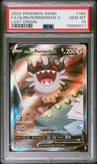 2022 #184 Full Art/Galarian Perrserker V PSA 10 Sword & Shield Lost Origin Pokemon