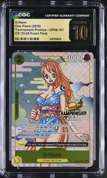 2025 #OP06-101 O-Nami CGC 10 Pristine Tournament Promos - English