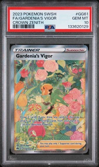 2023 #GG61 Full Art/Gardenia's Vigor PSA 10 Sword and Shield Crown Zenith Pokemon