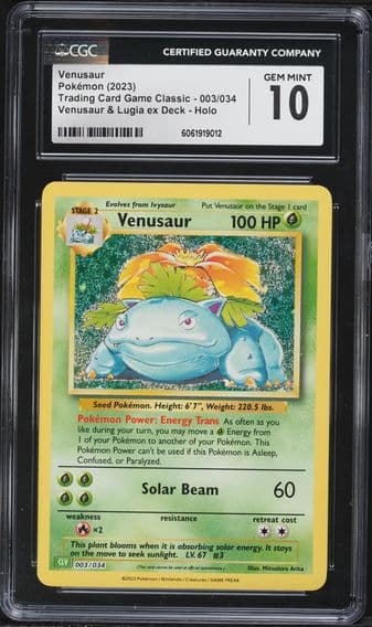 2023 #003 Venusaur CGC 10 CLV-Trading Card Game Classic Venusaur & Lugia EX Deck Pokemon
