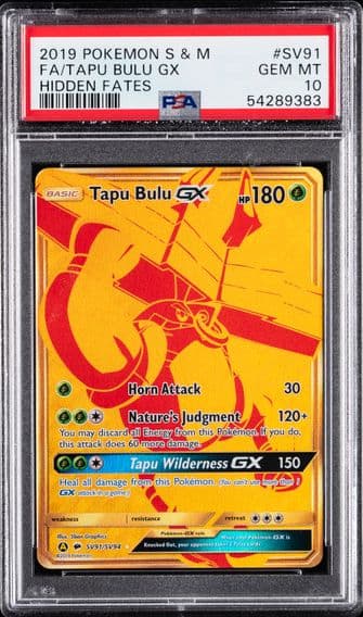 2019 #SV91 Full Art/Tapu Bulu GX PSA 10 Sun & Moon Hidden Fates Pokemon