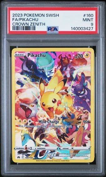 2023 #160 Full Art/Pikachu PSA 9 Sword and Shield Crown Zenith Pokemon