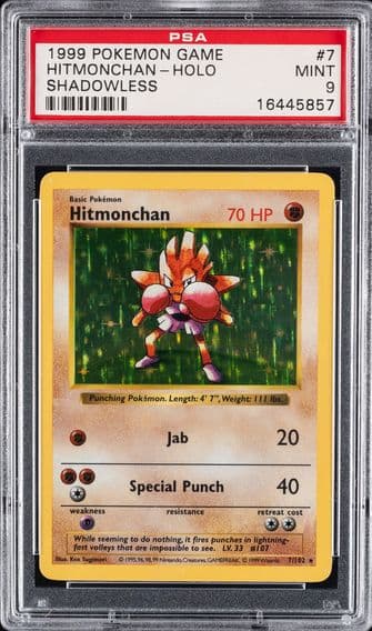 1999 #7 HITMONCHAN-HOLO PSA 9 POKEMON GAME | SHADOWLESS