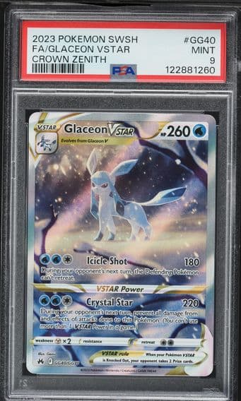 2023 #GG40 Full Art/Glaceon Vstar PSA 9 Sword and Shield Crown Zenith Pokemon