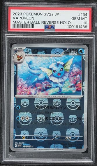 2023 #134 Vaporeon Master Ball Reverse Holo PSA 10 Japanese Sv2a- 151 Pokemon