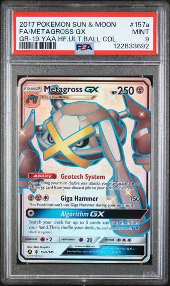 2017 #157a Full Art/Metagross GX PSA 9 Sun & Moon Guardians Rising Pokemon