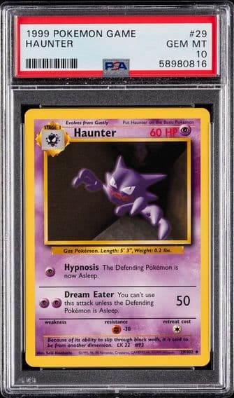 1999 #29 Haunter PSA 10 Game Pokemon
