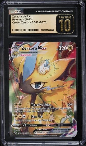 2023 #GG42 SWSH CROWN ZENITH GALARIAN GALLERY HOLO ZERAORA VMAX CGC 10 BL POKEMON