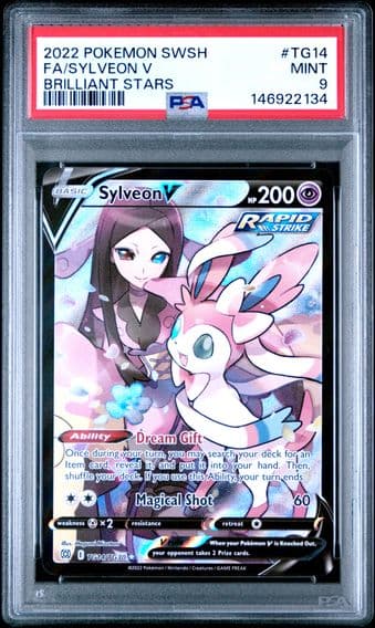 2022 #TG14 Full Art/Sylveon V PSA 9 Sword & Shield Brilliant Stars Pokemon