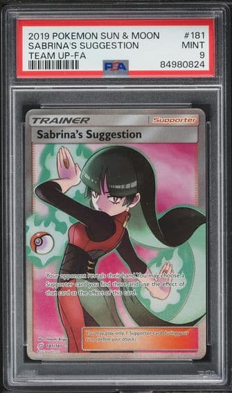 2019 #181 SM TEAM UP FULL ART SABRINA'S SUGGESTION PSA 9 POKEMON