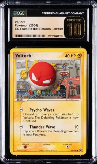 2004 #80 Voltorb CGC 10 Perfect Pokemon | EX Team Rocket Returns