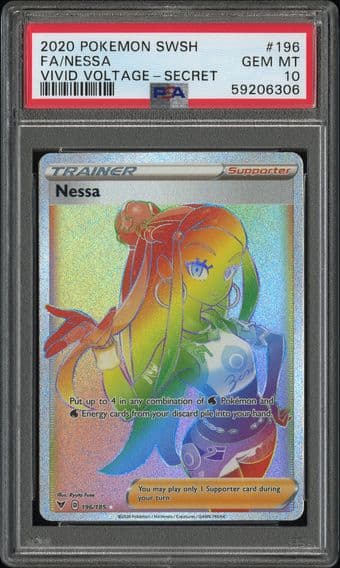 2020 #196 Full Art/Nessa PSA 10 Sword & Shield Vivid Voltage Pokemon