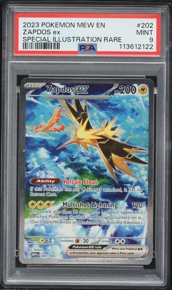 2023 #202 Zapdos EX PSA 9 Mew EN-151 Pokemon