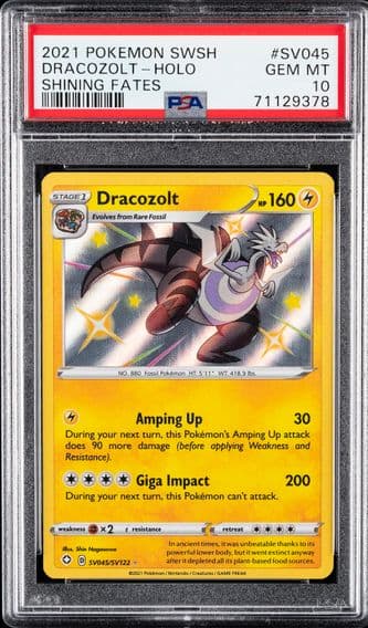 2021 #SV045 Dracozolt-Holo PSA 10 Sword & Shield Shining Fates Pokemon