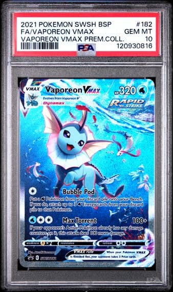 2021 #182 Full Art/Vaporeon Vmax PSA 10 Swsh Black Star Promo Pokemon