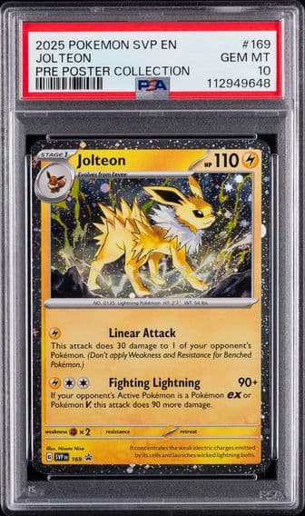 2025 #169 Jolteon PSA 10 Svp EN-SV Black Star Promo Pokemon
