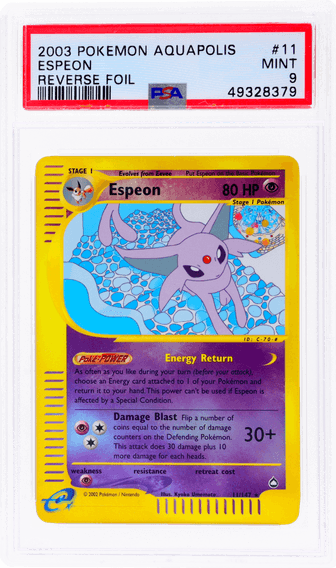 2003 #11 AQUAPOLIS REVERSE HOLO ESPEON PSA 9 POKEMON