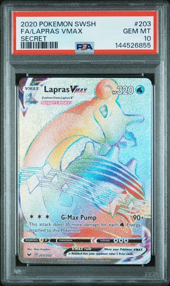 2020 #203 Full Art/Lapras Vmax PSA 10 Sword & Shield Pokemon
