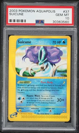 2003 #37 Suicune PSA 10 Aquapolis Pokemon