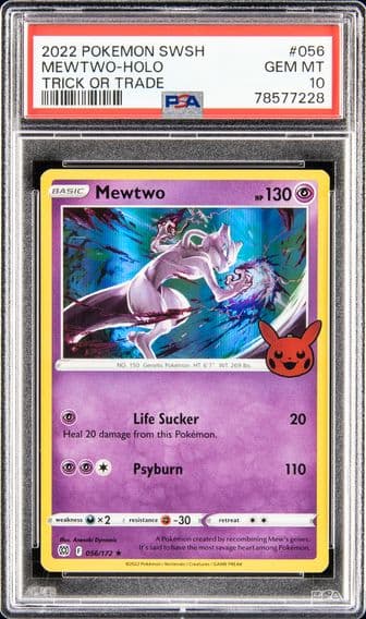 2022 #056 MEWTWO-HOLO PSA 10 POKEMON SWORD & SHIELD BRILLIANT STARS | TRICK OR TRADE 2022