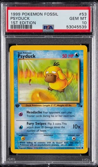 1999 #53 PSYDUCK PSA 10 POKEMON FOSSIL | 1ST EDITION