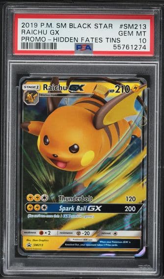2019 #SM213 Raichu GX PSA 10 SM Black Star Promo Pokemon
