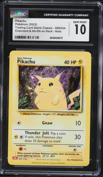 2023 #008 Pikachu CGC 10 Clc-Trading Card Game Classic Charizard & HO-Oh EX Deck Pokemon