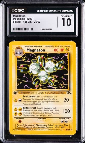 1999 #26 Magneton 1st Edition CGC 10 Fossil Pokemon