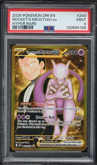2025 #240 Team Rocket's Mewtwo EX PSA 9 Dri EN-Destined Rivals Pokemon