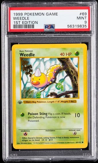 1999 #69 Weedle 1st Edition PSA 9 Game Pokemon