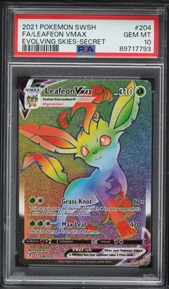 2021 #204 Full Art/Leafeon Vmax PSA 10 Sword & Shield Evolving Skies Pokemon