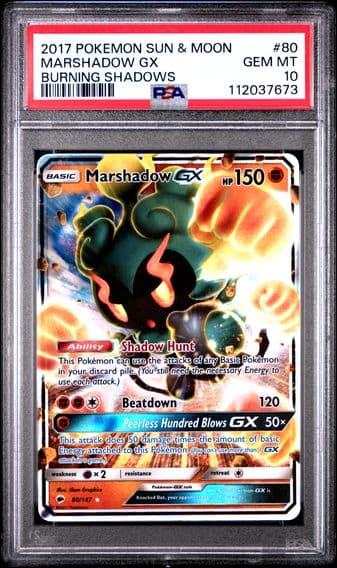 2017 #80 Marshadow GX PSA 10 Sun & Moon Burning Shadows Pokemon