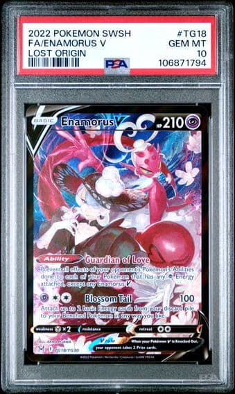 2022 #TG18 FULL ART/ENAMORUS V PSA 10 POKEMON SWORD & SHIELD LOST ORIGIN