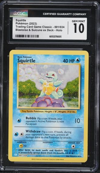 2023 #001 Squirtle CGC 10 Clb-Trading Card Game Classic Blastoise & Suicune EX Deck Pokemon