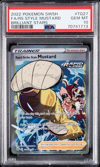 2022 #TG27 Full Art/Rapid Strike Style Mustard PSA 10 Sword & Shield Brilliant Stars Pokemon