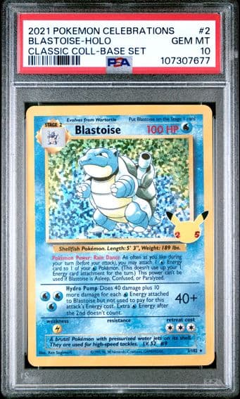 2021 #2 Blastoise-Holo PSA 10 Celebrations Classic Collection Pokemon