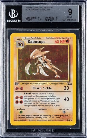 1999 #9 KABUTOPS-HOLO BGS 9 FOSSIL POKEMON